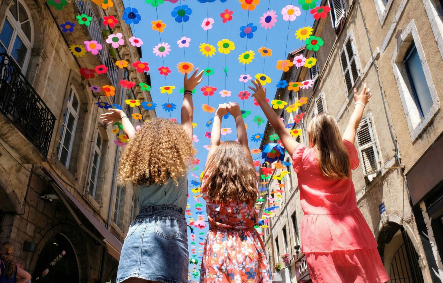 Ciel de fleurs en ville, décoration réalisée par ToutComme